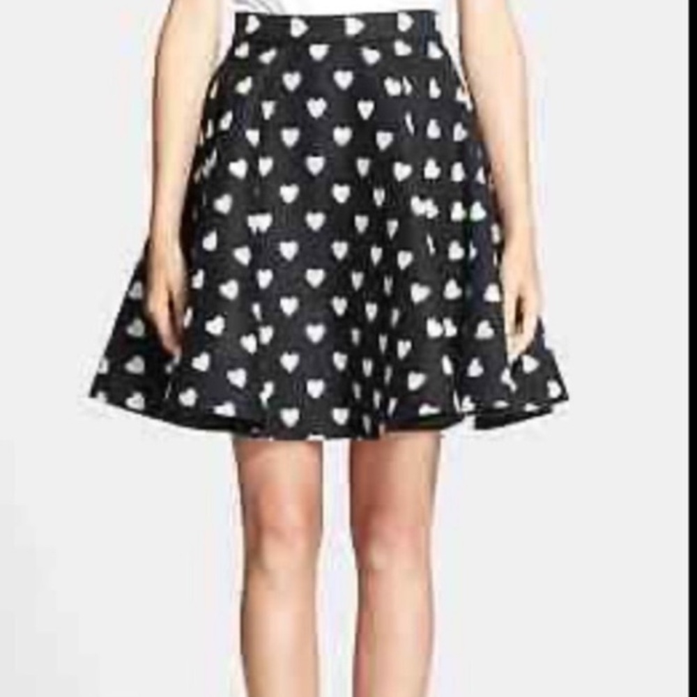 Alice + Olivia Black and White Heart Skater Skirt